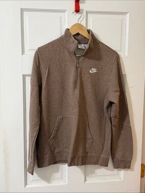 Nike Men's Quarter-Zip Pullover Sweater in Brown Heather
